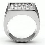 TK707 - High polished (no plating) Stainless Steel Ring with Top Grade Crystal  in Clear - Alamode