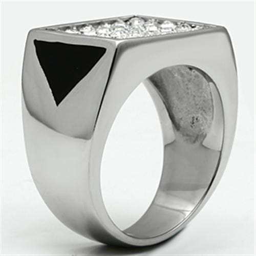TK707 - High polished (no plating) Stainless Steel Ring with Top Grade Crystal in Clear - Alamode - Flyclothing LLC