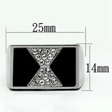 TK708 - High polished (no plating) Stainless Steel Ring with Top Grade Crystal in Clear - Alamode - Flyclothing LLC