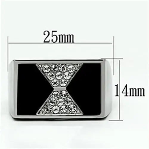 TK708 - High polished (no plating) Stainless Steel Ring with Top Grade Crystal in Clear - Alamode - Flyclothing LLC