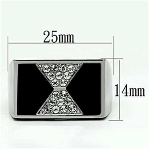 TK708 - High polished (no plating) Stainless Steel Ring with Top Grade Crystal in Clear - Alamode - Flyclothing LLC