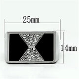 TK708 - High polished (no plating) Stainless Steel Ring with Top Grade Crystal  in Clear - Alamode