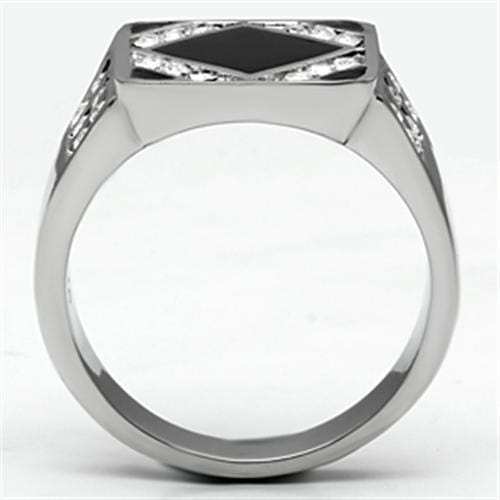 TK710 - High polished (no plating) Stainless Steel Ring with Top Grade Crystal in Clear - Alamode - Flyclothing LLC