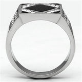 TK710 - High polished (no plating) Stainless Steel Ring with Top Grade Crystal  in Clear - Alamode