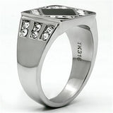 TK710 - High polished (no plating) Stainless Steel Ring with Top Grade Crystal  in Clear - Alamode