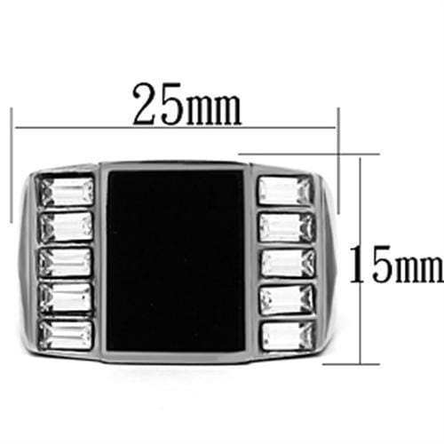 TK712 - High polished (no plating) Stainless Steel Ring with Top Grade Crystal in Clear - Alamode - Flyclothing LLC