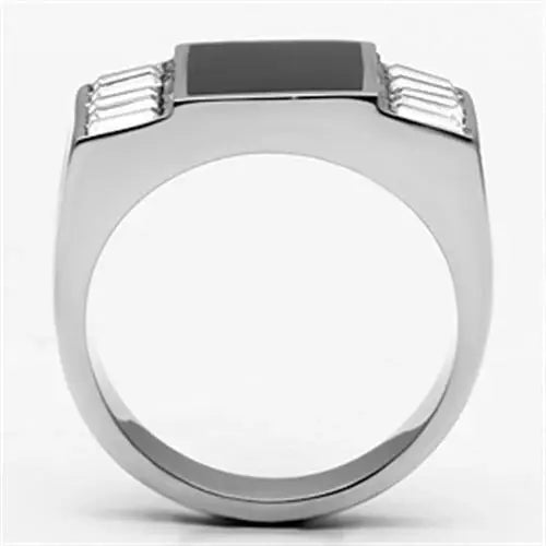 TK712 - High polished (no plating) Stainless Steel Ring with Top Grade Crystal in Clear - Alamode - Flyclothing LLC