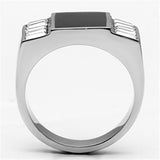 TK712 - High polished (no plating) Stainless Steel Ring with Top Grade Crystal  in Clear - Alamode