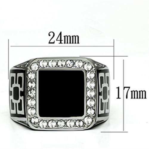 TK713 - High polished (no plating) Stainless Steel Ring with Top Grade Crystal in Clear - Alamode - Flyclothing LLC