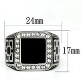 TK713 - High polished (no plating) Stainless Steel Ring with Top Grade Crystal  in Clear - Alamode