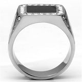 TK713 - High polished (no plating) Stainless Steel Ring with Top Grade Crystal  in Clear - Alamode
