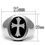 TK714 - High polished (no plating) Stainless Steel Ring with Epoxy  in Jet - Alamode