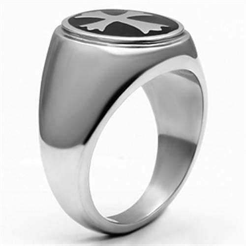 TK714 - High polished (no plating) Stainless Steel Ring with Epoxy in Jet - Alamode - Flyclothing LLC