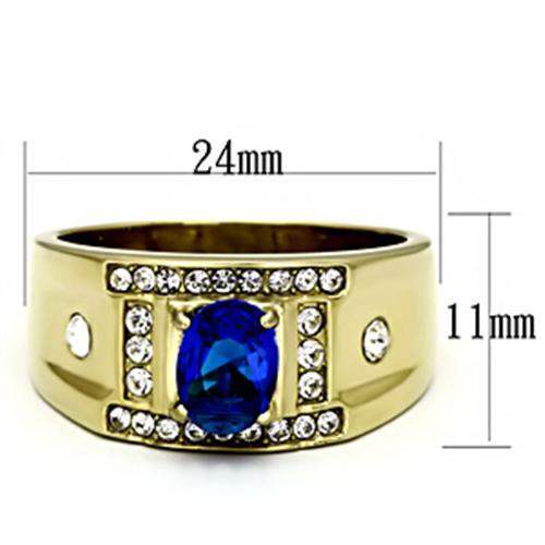 TK715 - IP Gold(Ion Plating) Stainless Steel Ring with Synthetic Synthetic Glass in Montana - Alamode - Flyclothing LLC