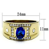 TK715 - IP Gold(Ion Plating) Stainless Steel Ring with Synthetic Synthetic Glass in Montana - Alamode - Flyclothing LLC