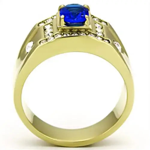 TK715 - IP Gold(Ion Plating) Stainless Steel Ring with Synthetic Synthetic Glass in Montana - Alamode - Flyclothing LLC