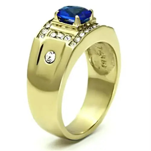 TK715 - IP Gold(Ion Plating) Stainless Steel Ring with Synthetic Synthetic Glass in Montana - Alamode - Flyclothing LLC