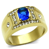 TK715 - IP Gold(Ion Plating) Stainless Steel Ring with Synthetic Synthetic Glass in Montana - Alamode - Flyclothing LLC