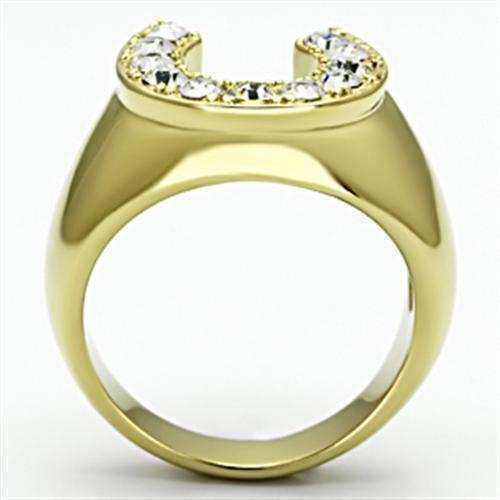 TK717 - IP Gold(Ion Plating) Stainless Steel Ring with Top Grade Crystal in Clear - Alamode - Flyclothing LLC