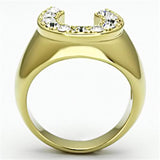 TK717 - IP Gold(Ion Plating) Stainless Steel Ring with Top Grade Crystal  in Clear - Alamode