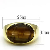 TK718 - IP Gold(Ion Plating) Stainless Steel Ring with Synthetic Tiger Eye in Topaz - Alamode - Flyclothing LLC