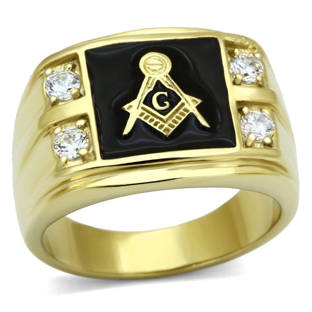TK719 - IP Gold(Ion Plating) Stainless Steel Ring with AAA Grade CZ  in Clear - Alamode
