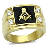 TK719 - IP Gold(Ion Plating) Stainless Steel Ring with AAA Grade CZ  in Clear - Alamode