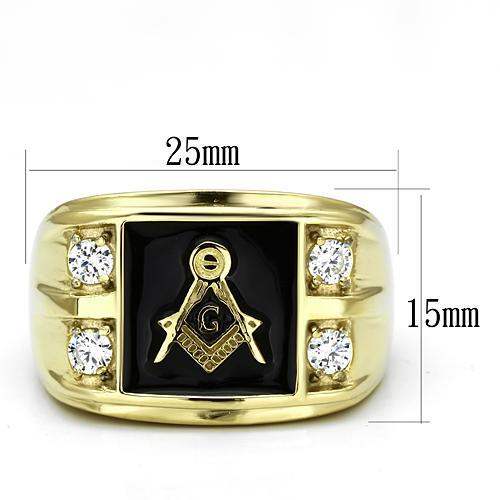 TK719 - IP Gold(Ion Plating) Stainless Steel Ring with AAA Grade CZ in Clear - Alamode - Flyclothing LLC