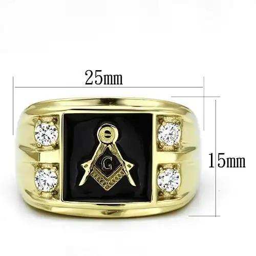 TK719 - IP Gold(Ion Plating) Stainless Steel Ring with AAA Grade CZ in Clear - Alamode - Flyclothing LLC