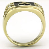 TK719 - IP Gold(Ion Plating) Stainless Steel Ring with AAA Grade CZ  in Clear - Alamode