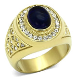 TK720 - IP Gold(Ion Plating) Stainless Steel Ring with Synthetic Synthetic Glass in Montana - Alamode - Flyclothing LLC
