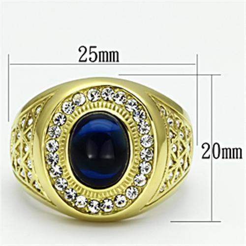 TK720 - IP Gold(Ion Plating) Stainless Steel Ring with Synthetic Synthetic Glass in Montana - Alamode - Flyclothing LLC