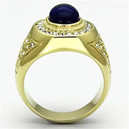 TK720 - IP Gold(Ion Plating) Stainless Steel Ring with Synthetic Synthetic Glass in Montana - Alamode - Flyclothing LLC