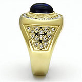 TK720 - IP Gold(Ion Plating) Stainless Steel Ring with Synthetic Synthetic Glass in Montana - Alamode - Flyclothing LLC