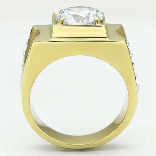 TK721 - IP Gold(Ion Plating) Stainless Steel Ring with AAA Grade CZ in Clear - Alamode - Flyclothing LLC