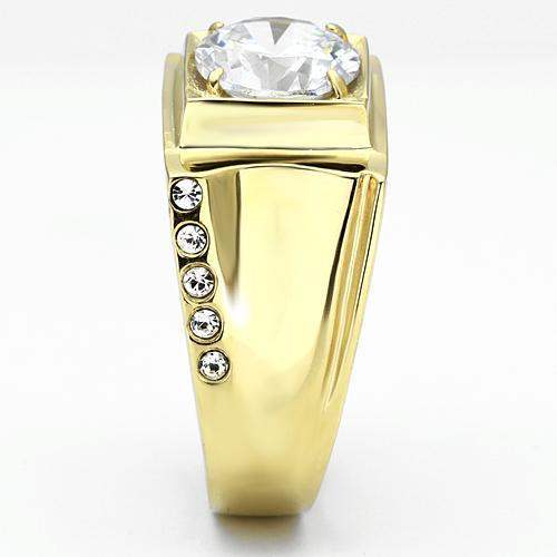 TK721 - IP Gold(Ion Plating) Stainless Steel Ring with AAA Grade CZ in Clear - Alamode - Flyclothing LLC