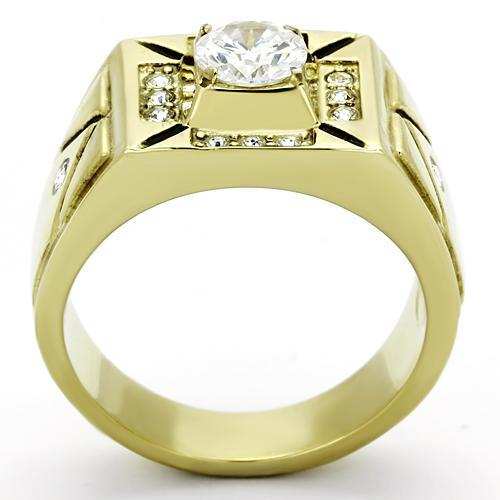 TK723 - IP Gold(Ion Plating) Stainless Steel Ring with AAA Grade CZ in Clear - Alamode - Flyclothing LLC