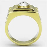 TK725 - IP Gold(Ion Plating) Stainless Steel Ring with Top Grade Crystal in Clear - Alamode - Flyclothing LLC