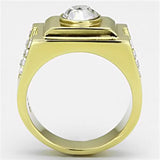 TK725 - IP Gold(Ion Plating) Stainless Steel Ring with Top Grade Crystal  in Clear - Alamode