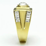 TK725 - IP Gold(Ion Plating) Stainless Steel Ring with Top Grade Crystal in Clear - Alamode - Flyclothing LLC