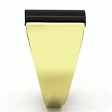 TK726 - IP Gold(Ion Plating) Stainless Steel Ring with Semi-Precious Onyx in Jet - Alamode - Flyclothing LLC