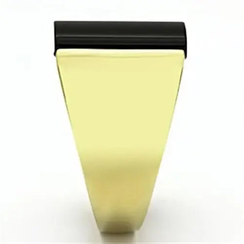 TK726 - IP Gold(Ion Plating) Stainless Steel Ring with Semi-Precious Onyx in Jet - Alamode - Flyclothing LLC