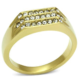 TK727 - IP Gold(Ion Plating) Stainless Steel Ring with Top Grade Crystal  in Clear - Alamode