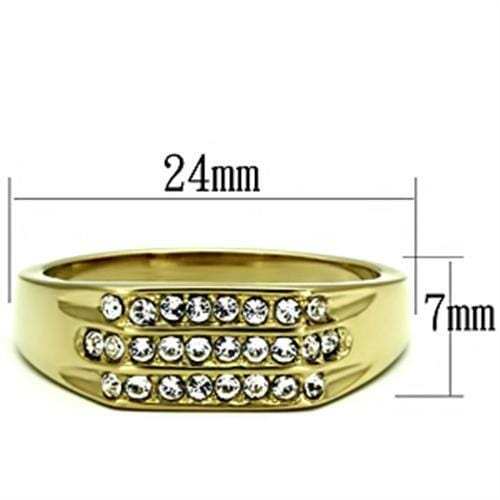 TK727 - IP Gold(Ion Plating) Stainless Steel Ring with Top Grade Crystal in Clear - Alamode - Flyclothing LLC