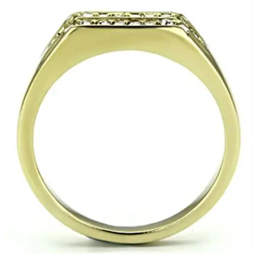 TK727 - IP Gold(Ion Plating) Stainless Steel Ring with Top Grade Crystal in Clear - Alamode - Flyclothing LLC