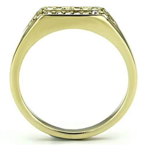 TK727 - IP Gold(Ion Plating) Stainless Steel Ring with Top Grade Crystal in Clear - Alamode - Flyclothing LLC