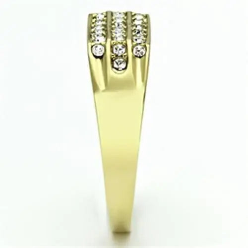 TK727 - IP Gold(Ion Plating) Stainless Steel Ring with Top Grade Crystal in Clear - Alamode - Flyclothing LLC