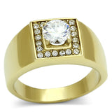 TK728 - IP Gold(Ion Plating) Stainless Steel Ring with AAA Grade CZ  in Clear - Alamode