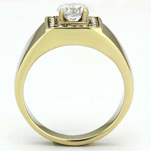 TK728 - IP Gold(Ion Plating) Stainless Steel Ring with AAA Grade CZ in Clear - Alamode - Flyclothing LLC