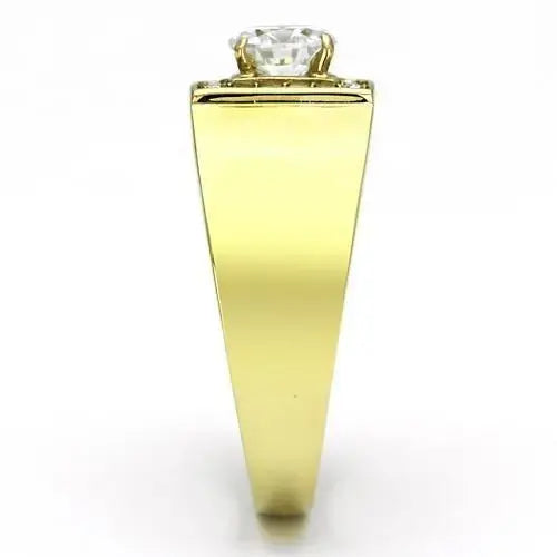 TK728 - IP Gold(Ion Plating) Stainless Steel Ring with AAA Grade CZ in Clear - Alamode - Flyclothing LLC